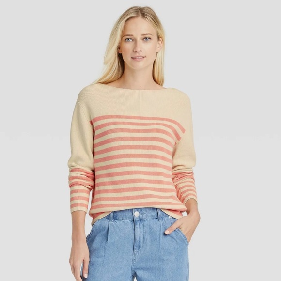 Who What Wear Sweaters - Who what wear striped pink sweater